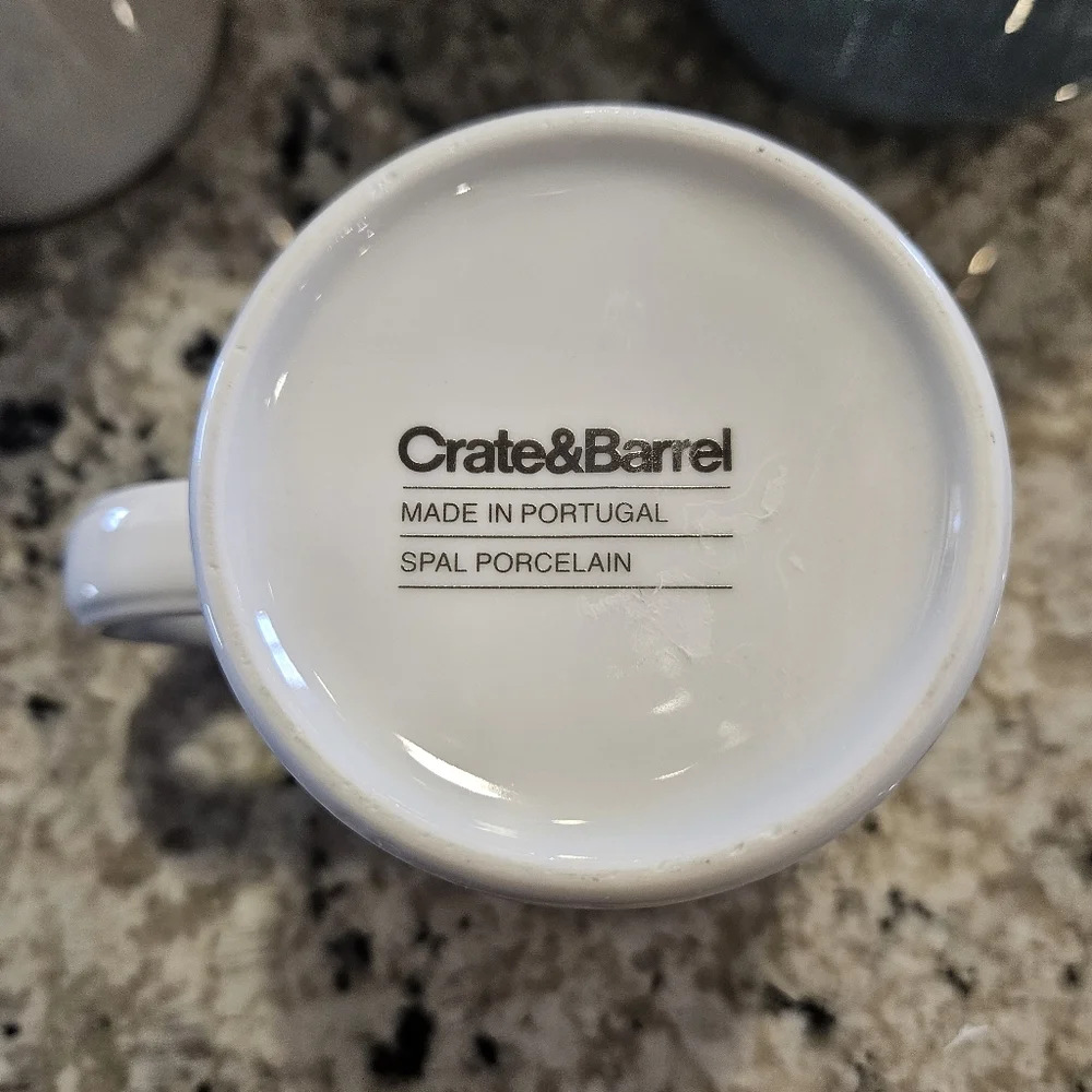 Elegant White Crate And Barrel Ceramic Mug